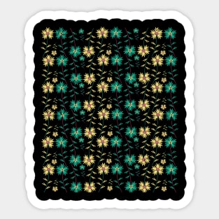 Green and Yellow Repeating Flowers Sticker